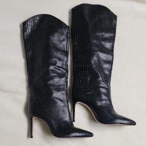 Schutz Maryana Crocodile Embossed Boots